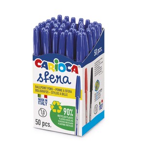 CARIOCA SFERA 50 STYLOS BILLES RECYCLÉS BLEU