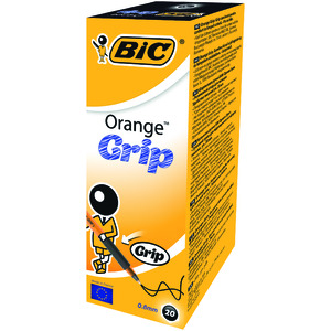 BIC ORANGE GRIP FINE BOÎTE 20 BILLES NOIR