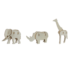 6 PUZZLES 3D BOIS ANIMAUX DE LA SAVANE